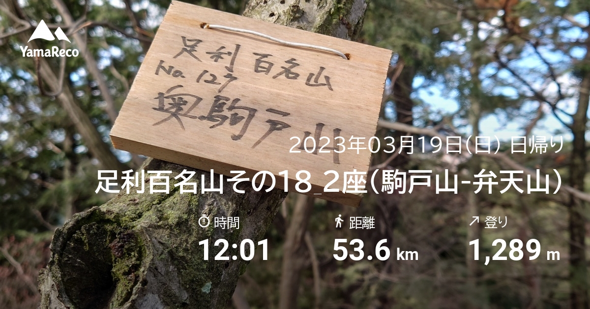 足利百名山その18 2座 駒戸山 弁天山 2023年03月19日 [登山・山行記録] ヤマレコ