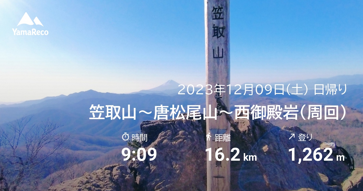 山行記録: 笠取山〜唐松尾山〜西御殿岩（周回）