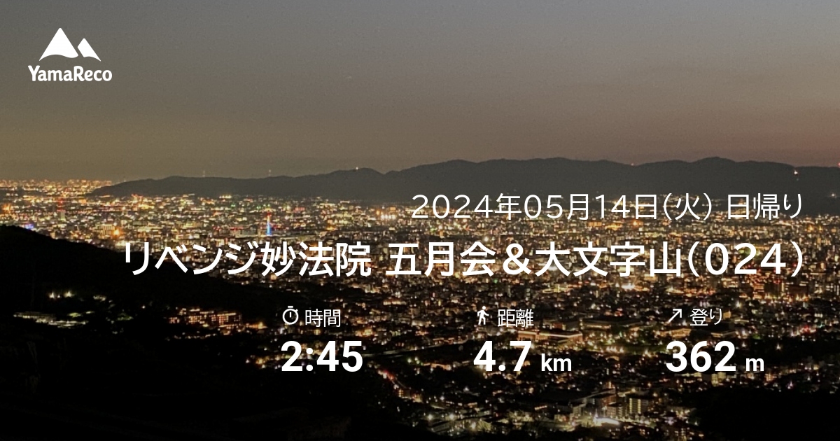 山行記録: リベンジ妙法院 五月会＆大文字山（024）