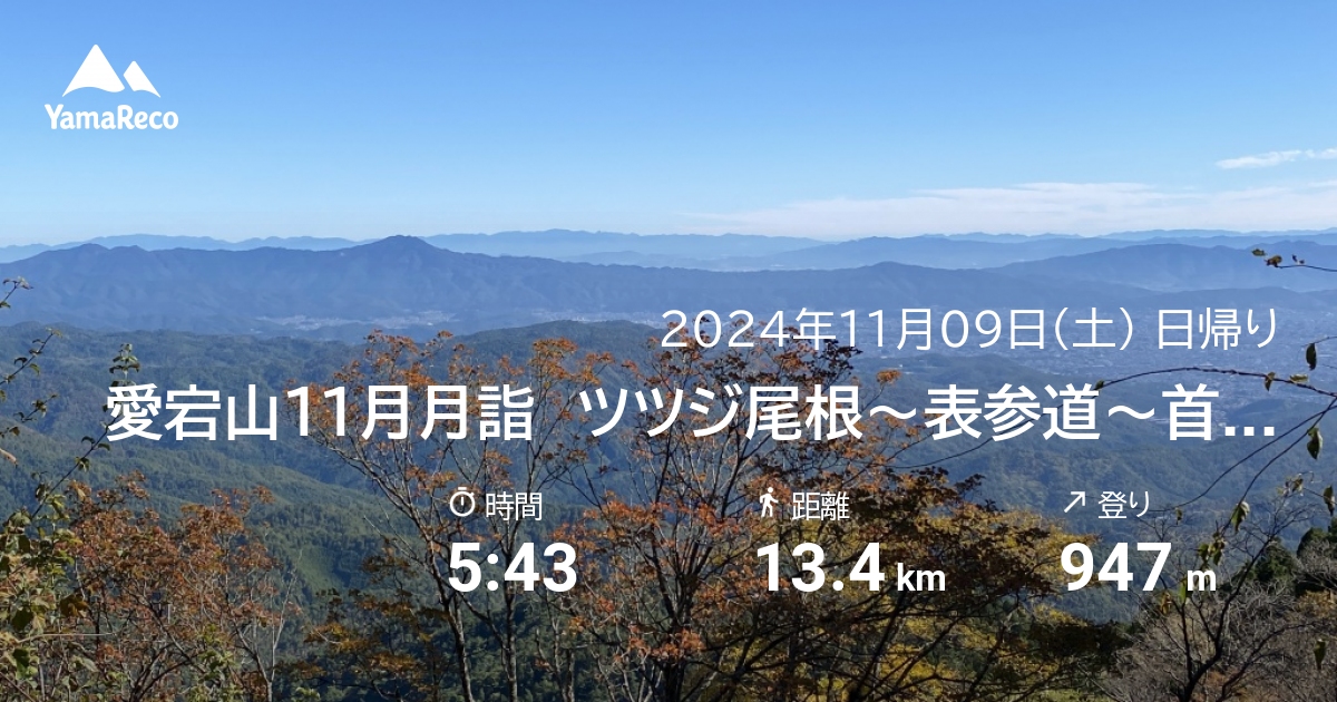 山行記録: 愛宕山11月月詣　ツツジ尾根〜表参道〜首なし地蔵〜神護寺　