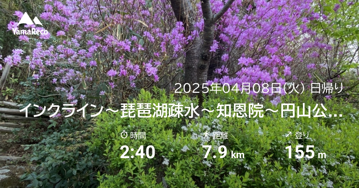 山行記録: インクライン〜琵琶湖疎水〜知恩院〜円山公園〜清水寺